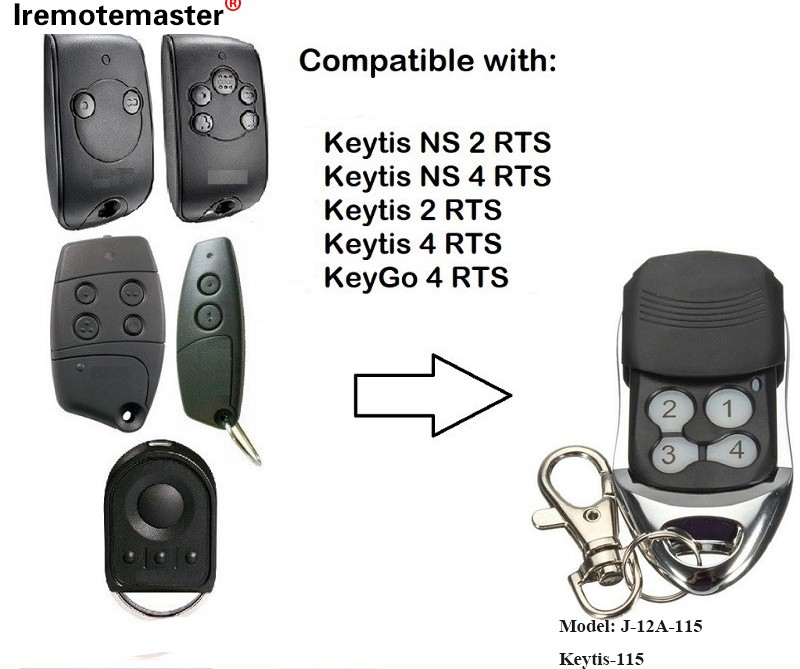 Bakeng sa Keytis NS 2 RTS Keytis NS 4 RTS Garage Door Remote Control 433.42MHz