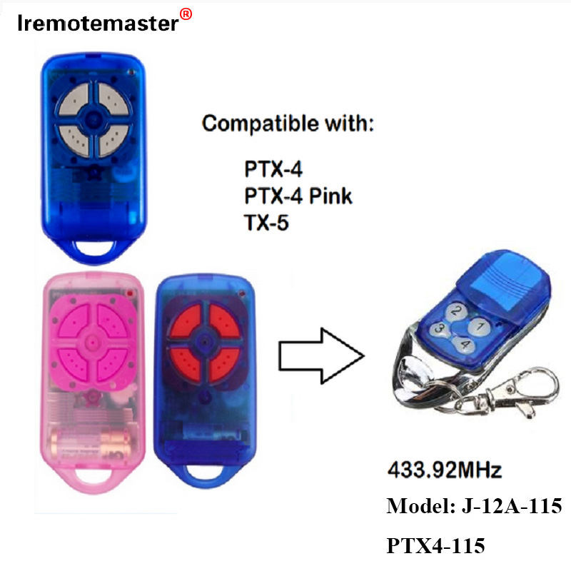 Bakeng sa PTX4 433.92 MHz Rolling Code Garage Door Remote Control